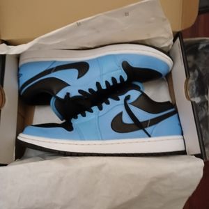 Air Jordan 1 lows, size 10, Blue on Blue in color